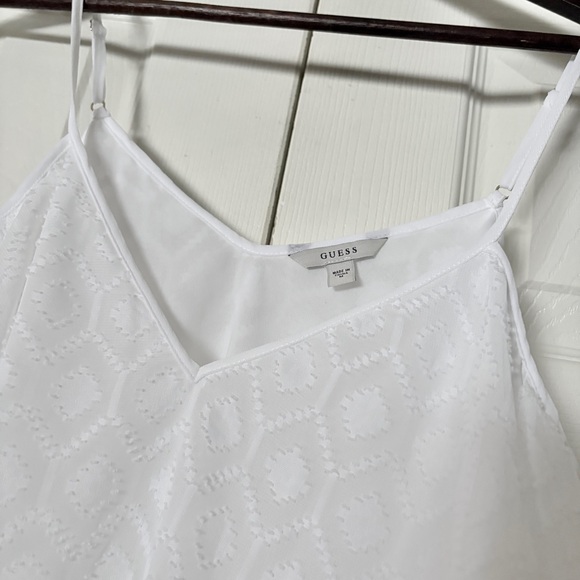 Guess White Cold Shoulder Breezy Boho Lacey Diamond Pattern Camisole Tank Top - Picture 4 of 11